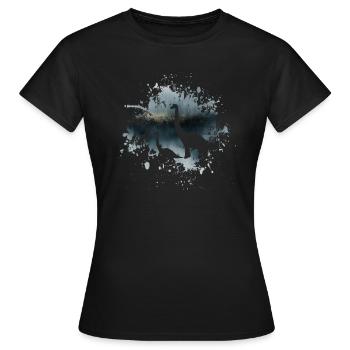 Brachiosaure de dinosaure sur aquarelle et or - T-shirt Femme - noir - Devant - AI Model Female 172 dark (172cm)