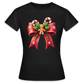 Cadeau De Noël Noeud Canne À Sucre - T-shirt Femme - noir - Devant - AI Model Female 172 dark (172cm)
