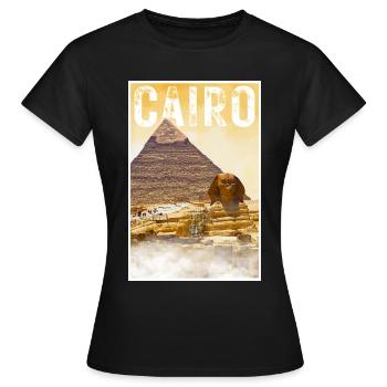 Kairo Vintage Reiseposter mit Pyramide und Sphinx - Frauen T-Shirt - Schwarz - Vorne - AI Model Female 172 dark (172cm)