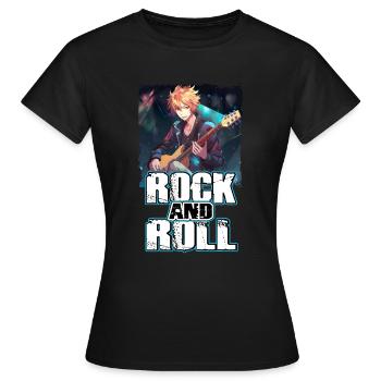 Rockmusik Album Cover - Anime Shirt - Frauen T-Shirt - Schwarz - Vorne - AI Model Female 172 dark (172cm)