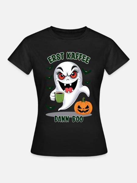 Böser Geist mit Kaffee - Frauen T-Shirt - Schwarz