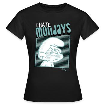 Die Schlümpfe Ich Hasse Montage Spruch - Frauen T-Shirt - Schwarz - Vorne - AI Model Female 172 dark (172cm)
