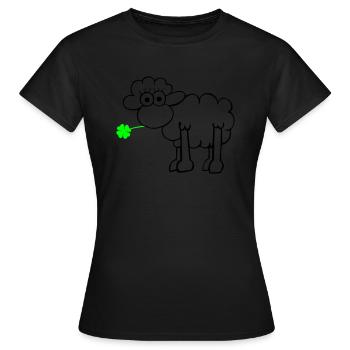Les moutons avec du trèfle - T-shirt Femme - noir - Devant - AI Model Female 172 dark (172cm)