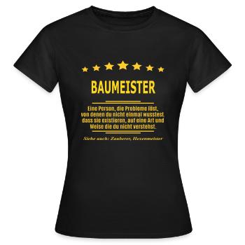 BAUMEISTER - Frauen T-Shirt - Schwarz - Vorne - AI Model Female 172 dark (172cm)