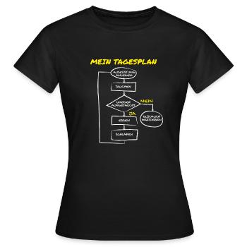 Tauchen Taucher Tagesplan Glücklich Meer Geschenk - Frauen T-Shirt - Schwarz - Vorne - AI Model Female 172 dark (172cm)