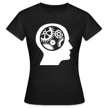 Zahnrad im Kopf - Frauen T-Shirt - Schwarz - Vorne - AI Model Female 172 dark (172cm)