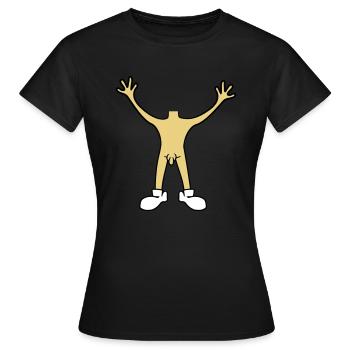 maennlich penis nackt haende hoch halten koerper o - Frauen T-Shirt - Schwarz - Vorne - AI Model Female 172 dark (172cm)