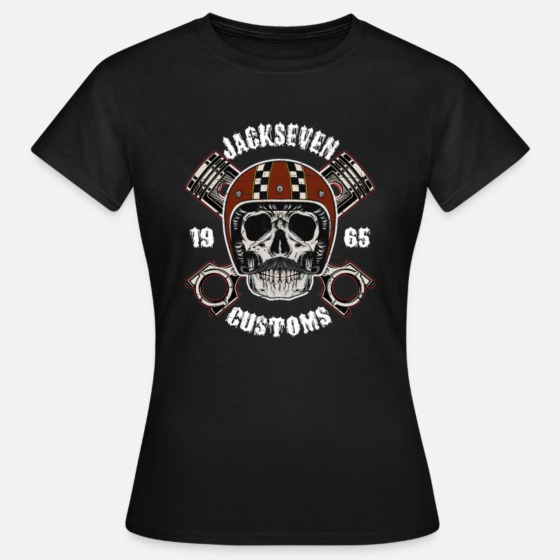 Skull Motorcycle Bobber Biker Course Vélo De Course - T-shirt Femme - noir