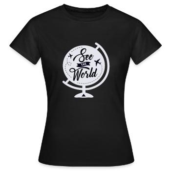 See The World - Frauen T-Shirt - Schwarz - Vorne - AI Model Female 172 dark (172cm)