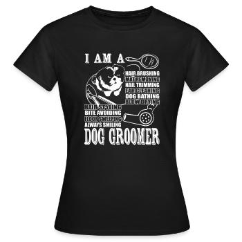 Promesse du toiletteur pour chiens - T-shirt Femme - noir - Devant - AI Model Female 172 dark (172cm)