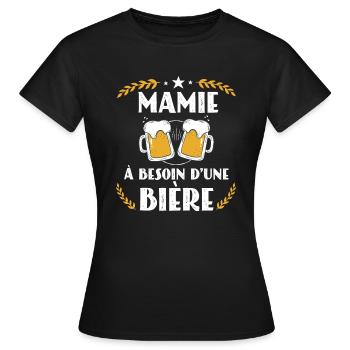 Mamie a besoin d'une bière cadeau mamie humour - T-shirt Femme - noir - Devant - AI Model Female 172 dark (172cm)