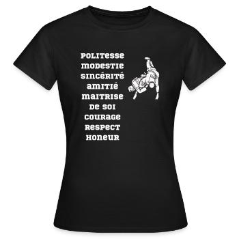 valeur judo - T-shirt Femme - noir - Devant - AI Model Female 172 dark (172cm)