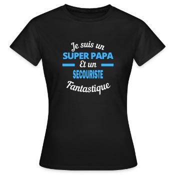 SUPER PAPA Fantastique SECOURISTE - T-shirt Femme - noir - Devant - AI Model Female 172 dark (172cm)