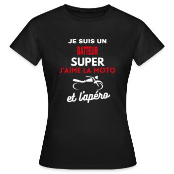 moto phrase drôle apéro BATTEUR citation - T-shirt Femme - noir - Devant - AI Model Female 172 dark (172cm)