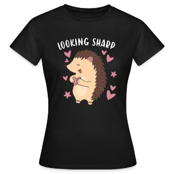 Hedgie Looking Sharp Hedgehog - Women's T-Shirt - black - Front - AI Model Female 172 dark (172cm)