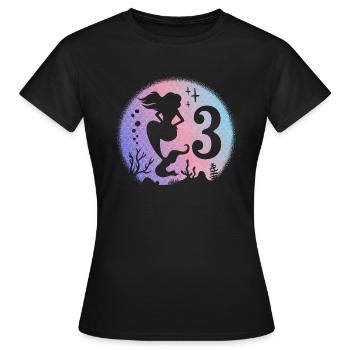 Anniversaire Fille 3 ans Sirène Sirène Sirène Sirène Sirène - T-shirt Femme - noir - Devant - AI Model Female 172 dark (172cm)