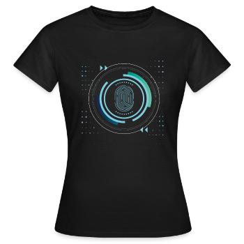 identity security safe nerd pixel pc tech science - Frauen T-Shirt - Schwarz - Vorne - AI Model Female 172 dark (172cm)