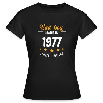 Bad boy made in 1977 - Women's T-Shirt - black - Front - AI Model Female 172 dark (172cm)