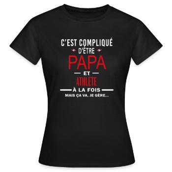 papa Et ATHLÈTE cadeau citation - T-shirt Femme - noir - Devant - AI Model Female 172 dark (172cm)