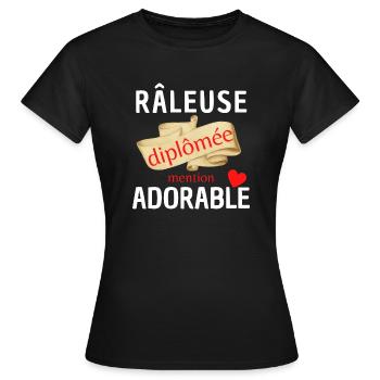 Râleuse diplômée adorable cadeau humour fun femme - T-shirt Femme - noir - Devant - AI Model Female 172 dark (172cm)
