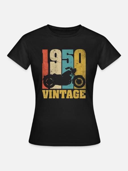 1950 Jahrgang Geburtstag Biker Motorrad Geschenk - Dame-T-shirt - sort