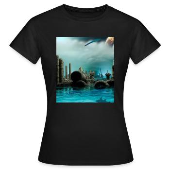 Ruine d’eau - T-shirt Femme - noir - Devant - AI Model Female 172 dark (172cm)