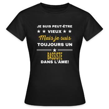 Je suis peut-être vieux BASSISTE - T-shirt Femme - noir - Devant - AI Model Female 172 dark (172cm)