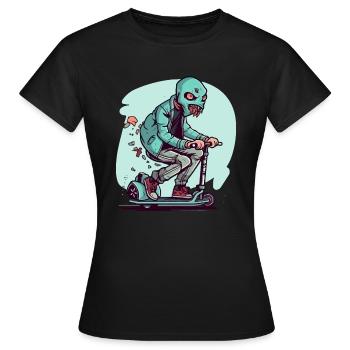 Le monstre à la trottinette - T-shirt Femme - noir - Devant - AI Model Female 172 dark (172cm)