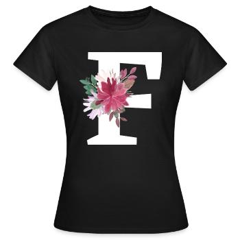 Buchstabe f blumig - Frauen T-Shirt - Schwarz - Vorne - AI Model Female 172 dark (172cm)