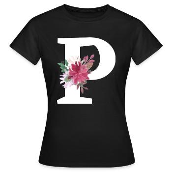 Buchstabe p blumig - Frauen T-Shirt - Schwarz - Vorne - AI Model Female 172 dark (172cm)