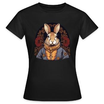 Rabbit Bunny Historical Art - Women's T-Shirt - black - Front - AI Model Female 172 dark (172cm)
