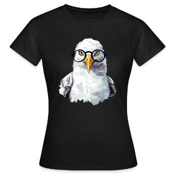 Miki the seagull with glasses - Women's T-Shirt - black - Front - AI Model Female 172 dark (172cm)