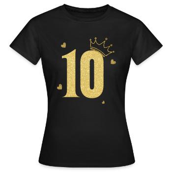 Goldene Krone zum 10-jährigen Jubiläum - Frauen T-Shirt - Schwarz - Vorne - AI Model Female 172 dark (172cm)