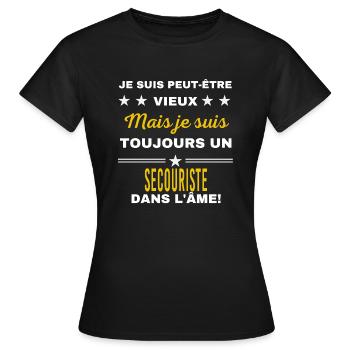 Je suis peut-être vieux SECOURISTE - T-shirt Femme - noir - Devant - AI Model Female 172 dark (172cm)