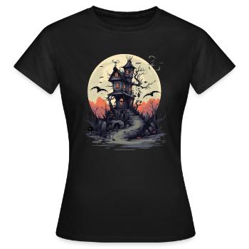 Maison hantée gothique manoir - T-shirt Femme - noir - Devant - AI Model Female 172 dark (172cm)