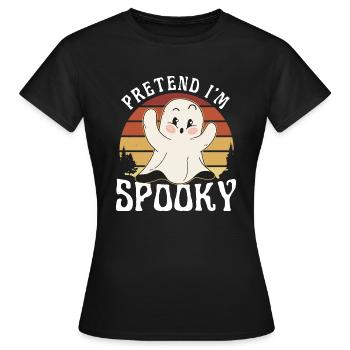 Costume d’Halloween fantôme groovy mignon, faire semblant que je suis - T-shirt Femme - noir - Devant - AI Model Female 172 dark (172cm)
