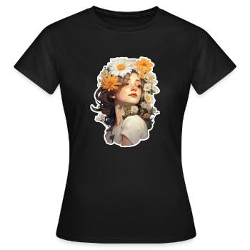 Margeriten Mädchen - Frauen T-Shirt - Schwarz - Vorne - AI Model Female 172 dark (172cm)