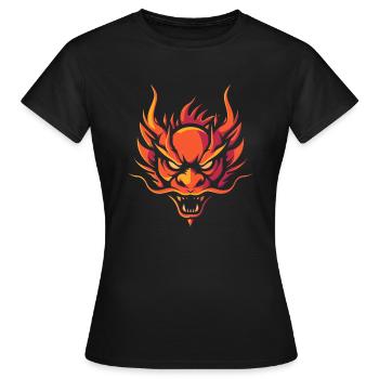 tête de dragon chinois - T-shirt Femme - noir - Devant - AI Model Female 172 dark (172cm)
