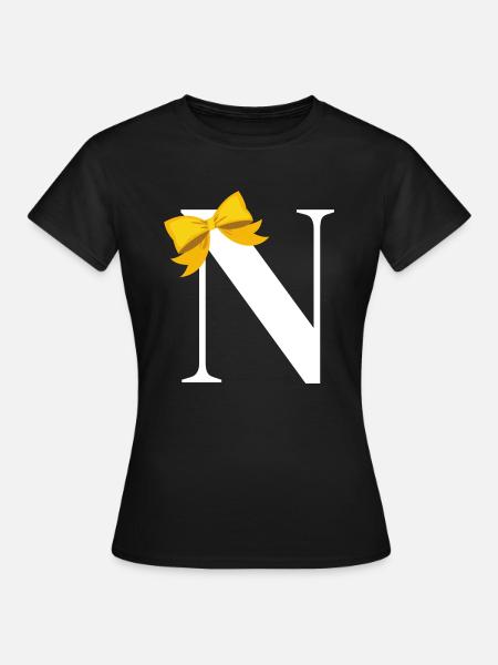 Buchstabe n gelbe Schleife - Frauen T-Shirt - Schwarz