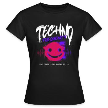 Techno Frequency Premium Music Dance Shirt Hoodie - Frauen T-Shirt - Schwarz - Vorne - AI Model Female 172 dark (172cm)
