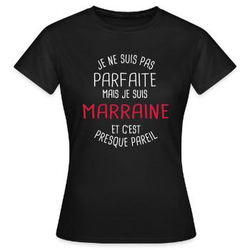 Pas parfaite mais marraine - T-shirt Femme - noir - Devant - AI Model Female 172 dark (172cm)