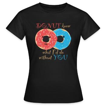 Valentine's Day: Sweet Donuts - Women's T-Shirt - black - Front - AI Model Female 172 dark (172cm)