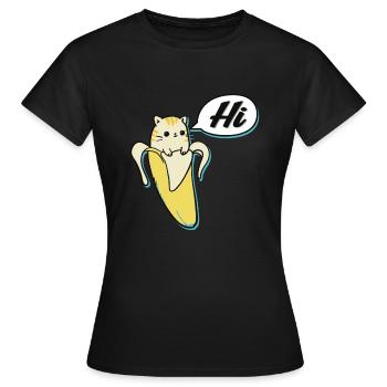 Chat de la banane - T-shirt Femme - noir - Devant - AI Model Female 172 dark (172cm)