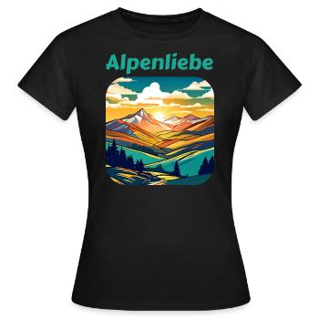 Alpenliebe I - Frauen T-Shirt - Schwarz - Vorne - AI Model Female 172 dark (172cm)