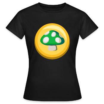 Icône d’autocollant de champignon vert - T-shirt Femme - noir - Devant - AI Model Female 172 dark (172cm)