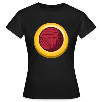 Icône de couture d’autocollant Wollknäul - T-shirt Femme - noir - Devant - AI Model Female 172 dark (172cm)