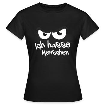 Ich hasse menschen - Frauen T-Shirt - Schwarz - Vorne - AI Model Female 172 dark (172cm)