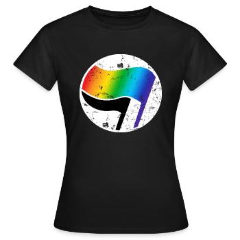 Antifa LGBT Logo Grunge - Frauen T-Shirt - Schwarz - Vorne - AI Model Female 172 dark (172cm)