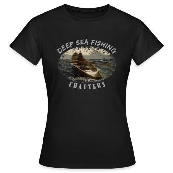 Chartes de pêche en haute mer - T-shirt Femme - noir - Devant - AI Model Female 172 dark (172cm)