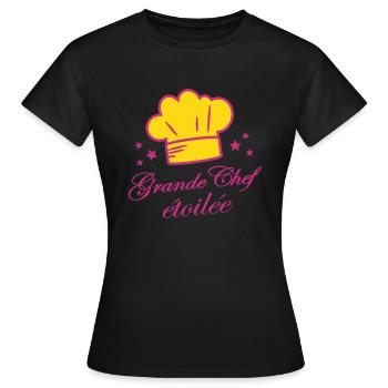 grande chef étoilée - T-shirt Femme - noir - Devant - AI Model Female 172 dark (172cm)